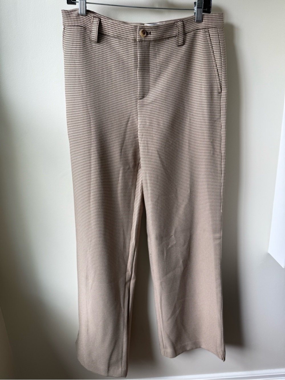 DANIELLE GUIZIO Wide Leg Houndstooth Trousers Pants Designer Classic Brown M - Picture 2 of 6